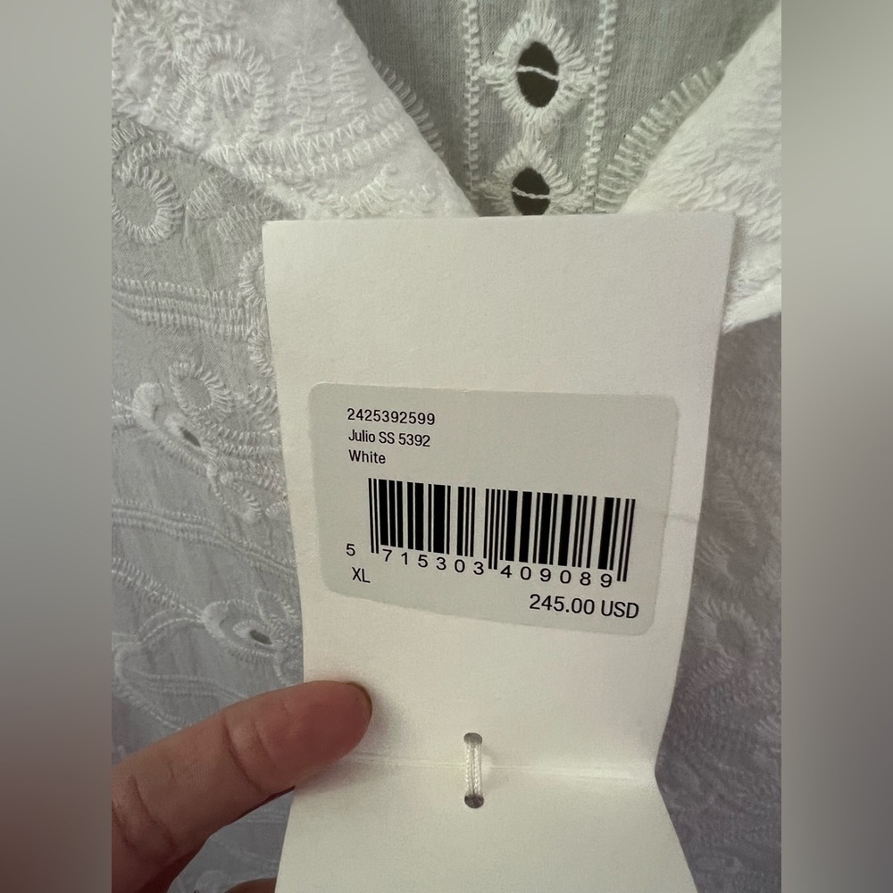 NN07 Julio Eyelet Embroidered Shirt In White Size XL New - Picture 10 of 10